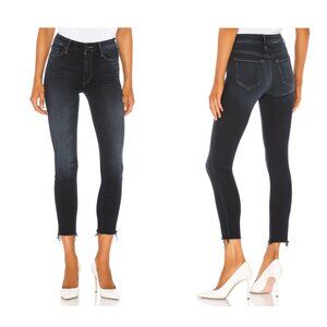 MOTHER High Waisted Looker Ankle Fray Jeans Last Call Black Wash EUC - 28